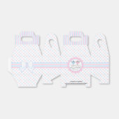 Baby shower met roze en blauwe pokkendots bedankdoosjes (Uitgevouwen)