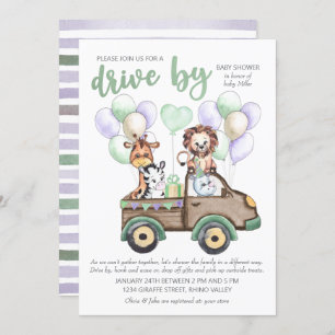 Baby shower met Safari Truck en Cute Animals Kaart