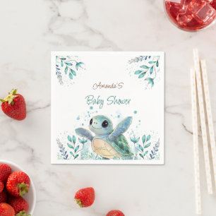 Baby shower met schildpadthema servet