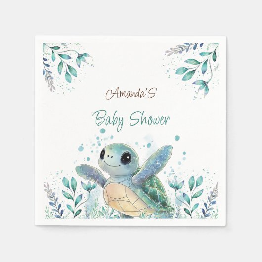 Baby shower met schildpadthema servet (Voorkant)