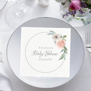 Baby shower met stoffige roze floralen servet