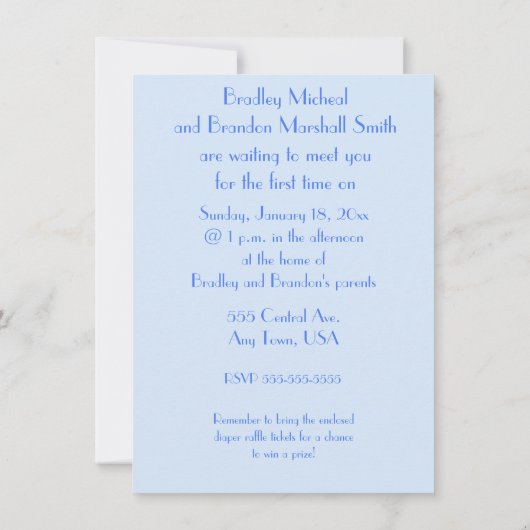 Baby shower met twee bakken kaart (Achterkant)