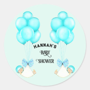 Baby shower met twee bakken ronde sticker