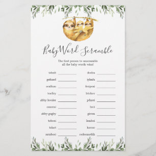 Baby shower met twee sleuven Word Scramble Game