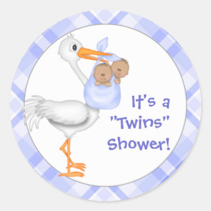 Baby shower met twee zijden (donkere huid) ronde sticker