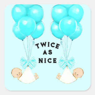 Baby shower met tweekleppige boogballonnen vierkante sticker