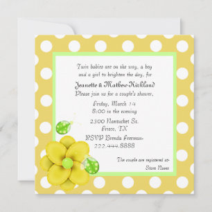 Baby shower met tweeling van de gele Couple Kaart