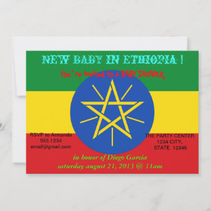 Baby shower met vlag van Ethiopië Kaart