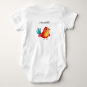 Baby Shower Met Vogels als Thema, Mooie Aquarel Romper (Achterkant)