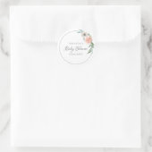 Baby shower met waterkleurige roze floralen ronde sticker (Tas)