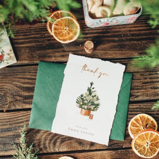 Baby shower met winterkerstbomen bedankkaart