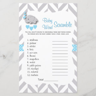 Baby shower met zoete blauwe en grijze olifant - W