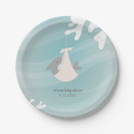 Baby shower met zoete haaien papieren bordje