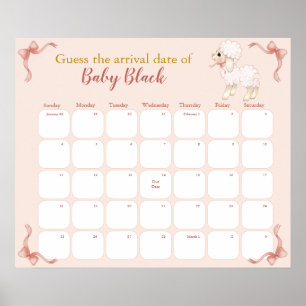 Baby shower met zoete roze lamp Vervaldatum Agenda Poster
