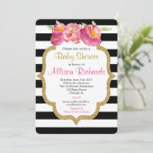 baby shower met zwarte en witte strepen kaart (Staand voorkant)