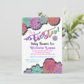Baby shower Mexican Fiesta Floral Mandala Kaart (Staand voorkant)