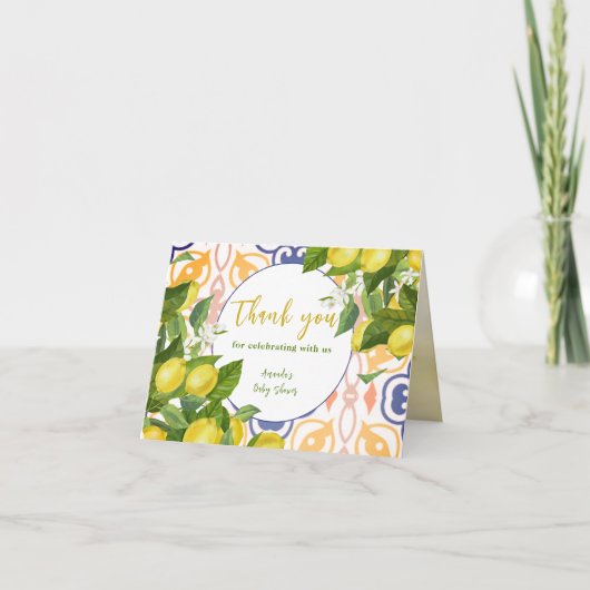 Baby shower Middellandse Zee Lemon Main Squeeze Bedankkaart (Voorkant)