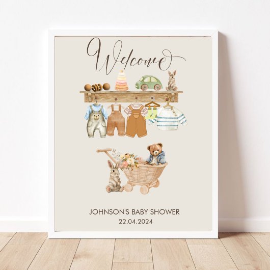 Baby shower mignon Bienvenue Poster du thème Boho 