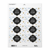 Baby shower Mini Champagne Label Blue Polka Dots (Full Sheet)