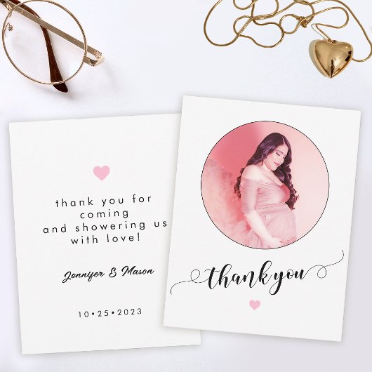 Baby shower minimal moderne photo maman merci