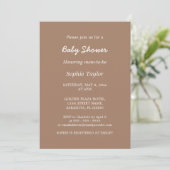 Baby shower Minimaliste Brown doux Invitation (Debout devant)