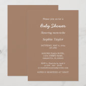 Baby shower Minimaliste Brown doux Invitation (Devant / Derrière)