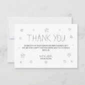 Baby shower minimaliste en Merci noir de script (Devant)