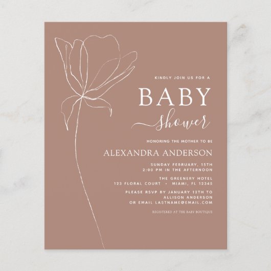 Baby shower minimalistisch botanische flora flyer (Voorkant)