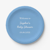 Baby shower Minimalistische Blue Paper Borden Papieren Bordje (Voorkant)