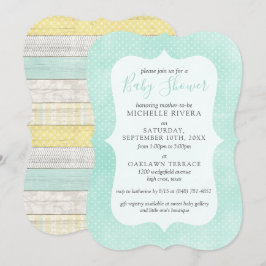 Baby shower Mint Geel Rustiek Hout Genderneutraal Kaart