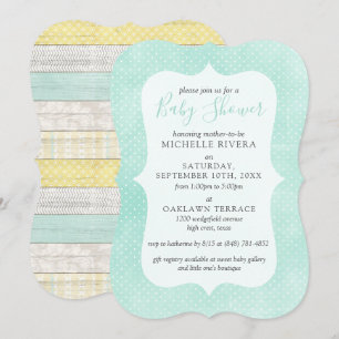 Baby shower Mint Geel Rustiek Hout Genderneutraal Kaart