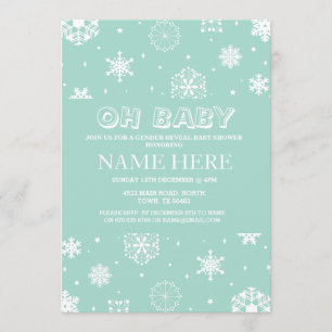 baby shower Mint Gender onthullen Snowflake Invite Kaart