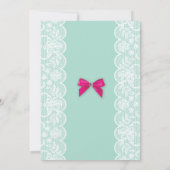 Baby shower Mint Glitter Bow Twins Meisjes Uitnodi Kaart (Achterkant)