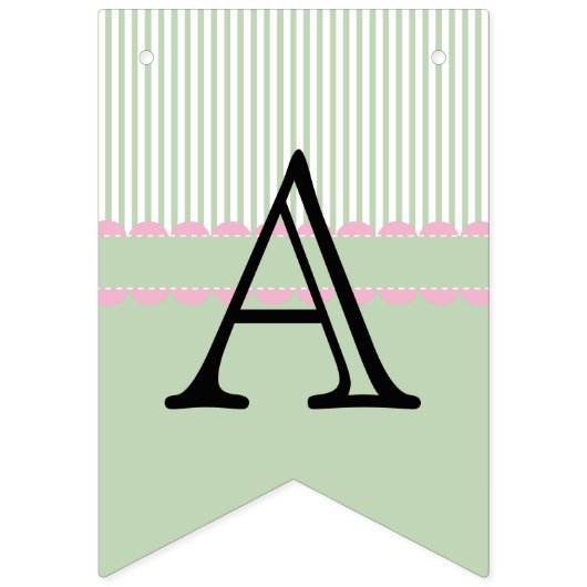 Baby shower 👶 Mint Green Stripes Bunting Flags Vlaggetjes (Derde vlag)