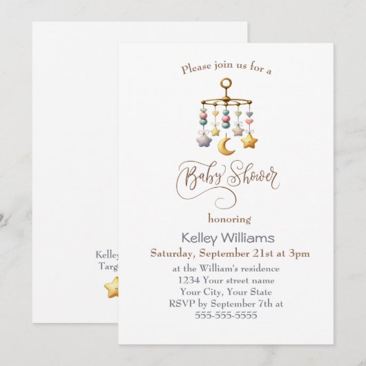 Baby shower Mobile Invitation (Devant / Derrière)