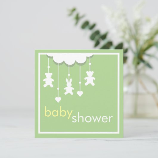 Baby shower mobile Sweet Baby Green Invitation (Debout devant)