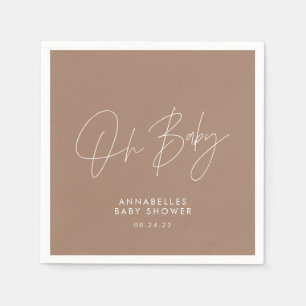 Baby shower Modern Boho Natural Brown Elegant Servet