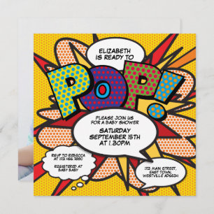 Baby shower Modern Fun Ready to Pop Photo Kaart