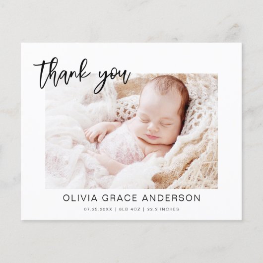 Baby shower Modern Minimalist bedankkaarten (Voorkant)