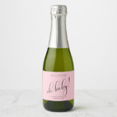 Baby shower Modern Script Blush Dank je Sparkling Wijnetiket (Voorkant)