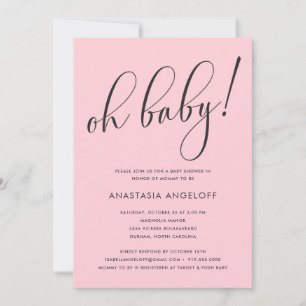 Baby shower Modern Script Blush Invitation Kaart