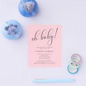 baby shower Modern Script Blush Roze Flyer (Enkel)