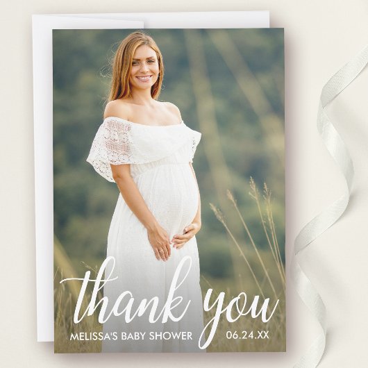 Baby shower modern script - Hartelijk dank - Fotok Kaart
