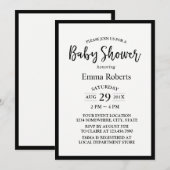 Baby Shower Modern Zwart & Wit Minimalistisch Kaart (Voorkant / Achterkant)