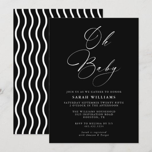 Baby shower moderne Abstrait | Invitation (Devant / Derrière)
