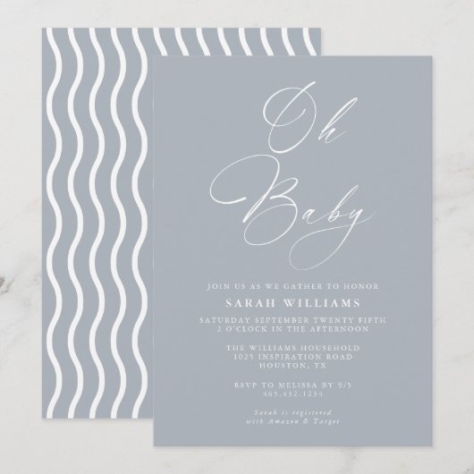 Baby shower moderne Abstrait | Invitation (Devant / Derrière)