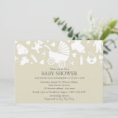 Baby shower moderne beige Invitation (Debout devant)