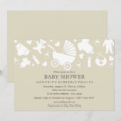 Baby shower moderne beige Invitation (Devant / Derrière)