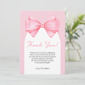 Baby shower moderne Bow rose Carte de remerciement (Debout devant)
