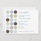 Baby shower moderne Boy Dot Invitation Vert bleu B (Devant)